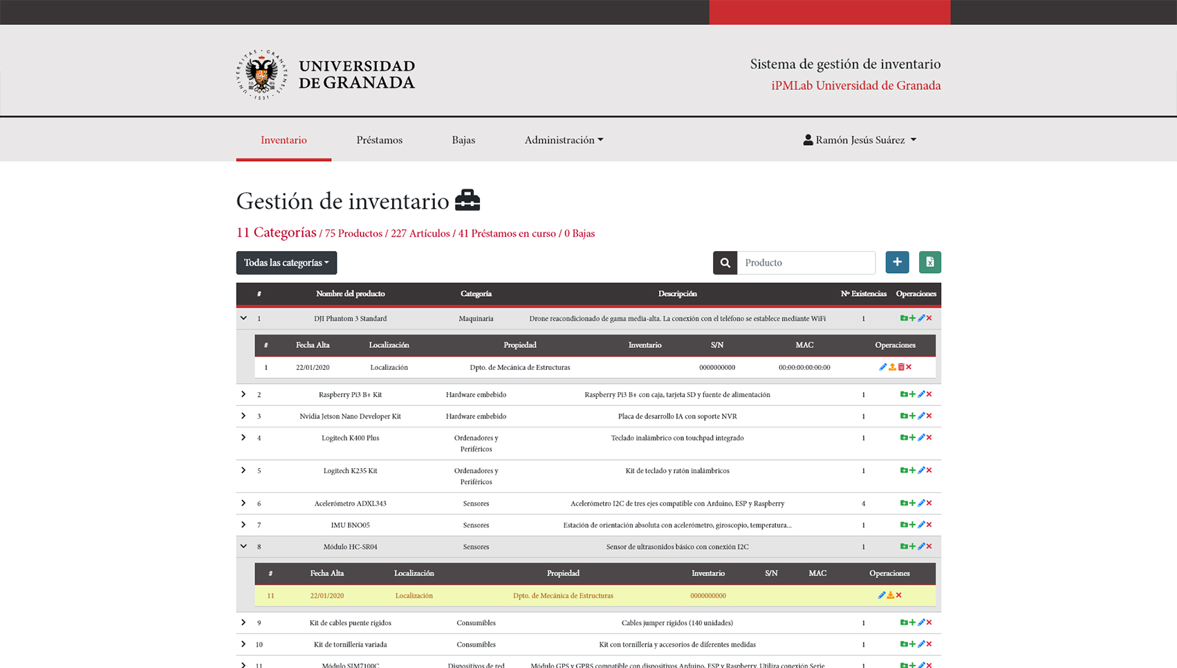 Sistema de inventario personalizado iPMLab
