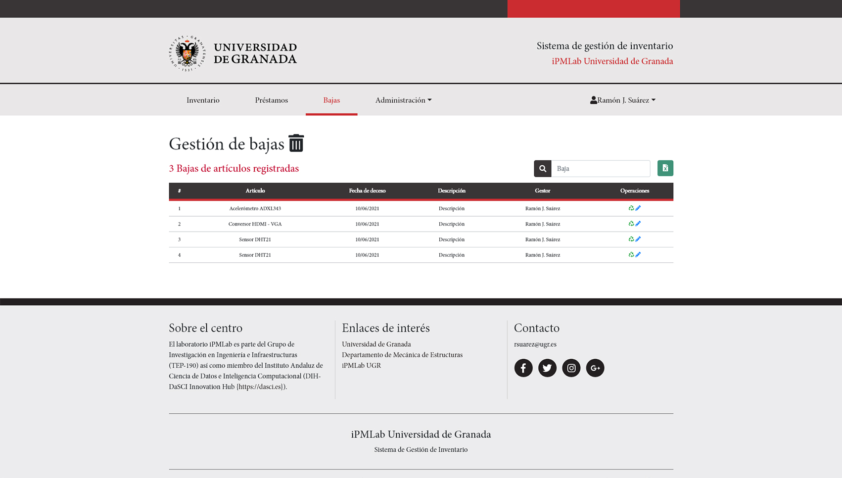 Sistema de inventario personalizado iPMLab