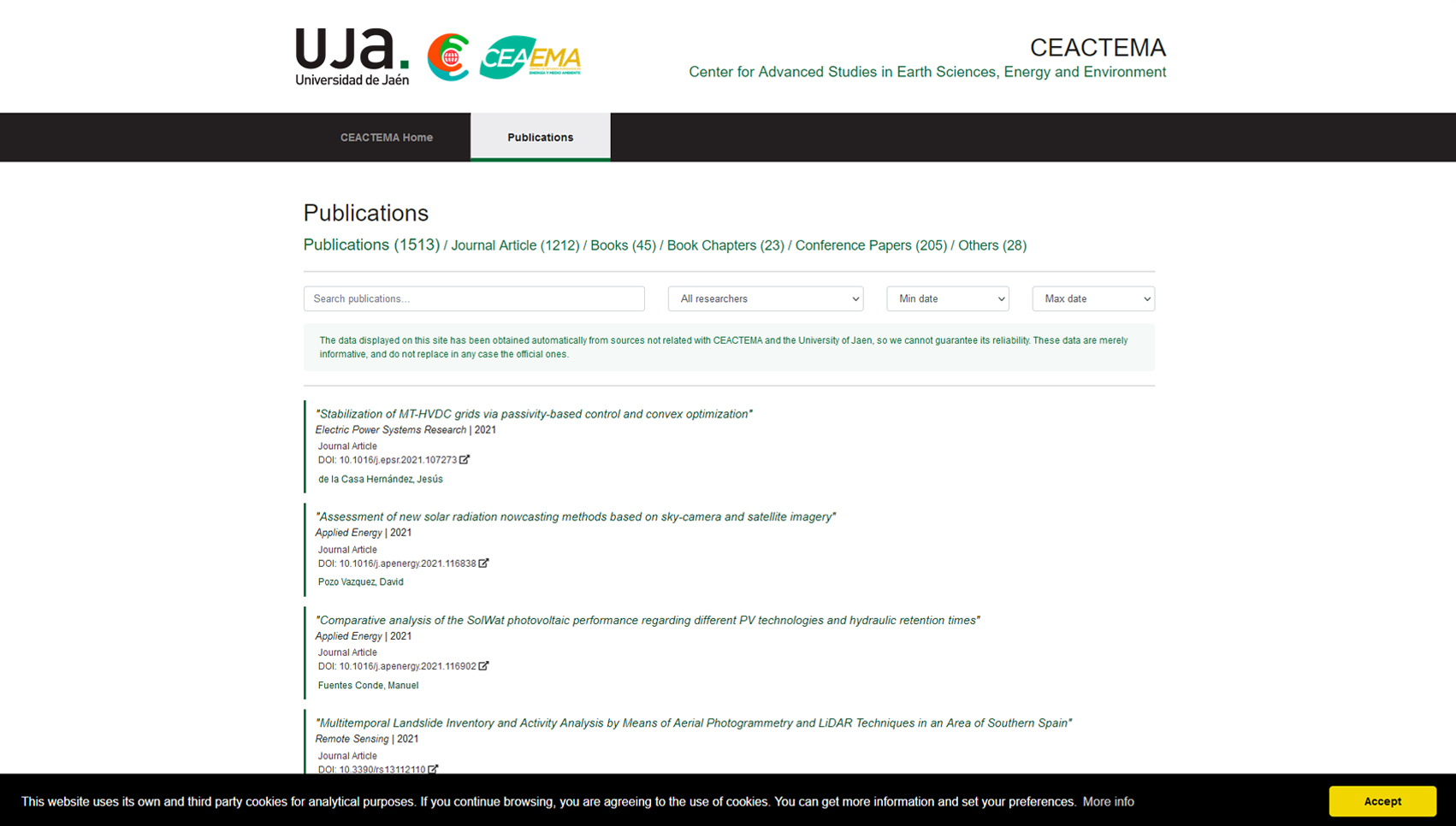 Expositor sincronizado de publicaciones científicas